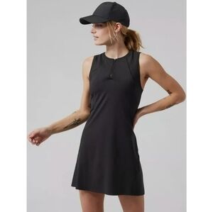 ATHLETA "Ace" Tennis Golf Pickleball Dress 1/4 Zip Sleeveless Black Medium